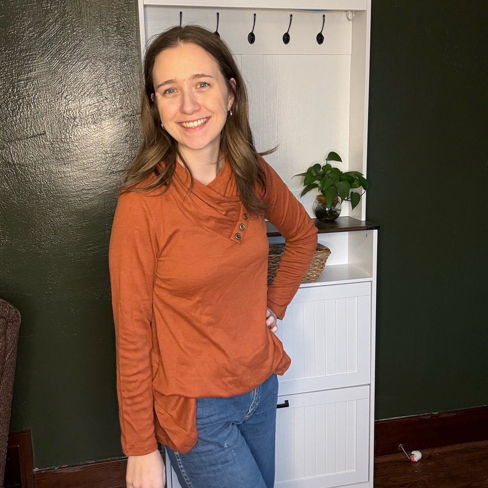 Rust Orange Long Sleeve Top